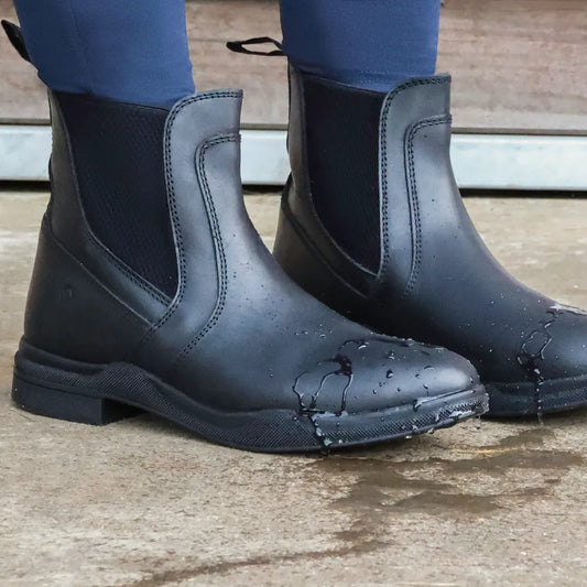 Hy Equestrian Wax Leather Jodhpur Boot- Black/ Brown