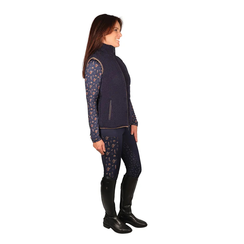 Hy Equestrian Elevate Country Teddy Fleece Gilet- Navy