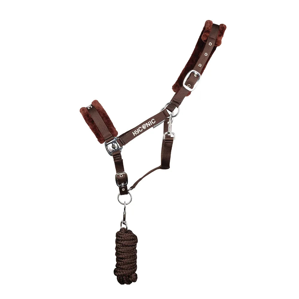 HyConic Faux Fur Head Collar and Lead Rope Set