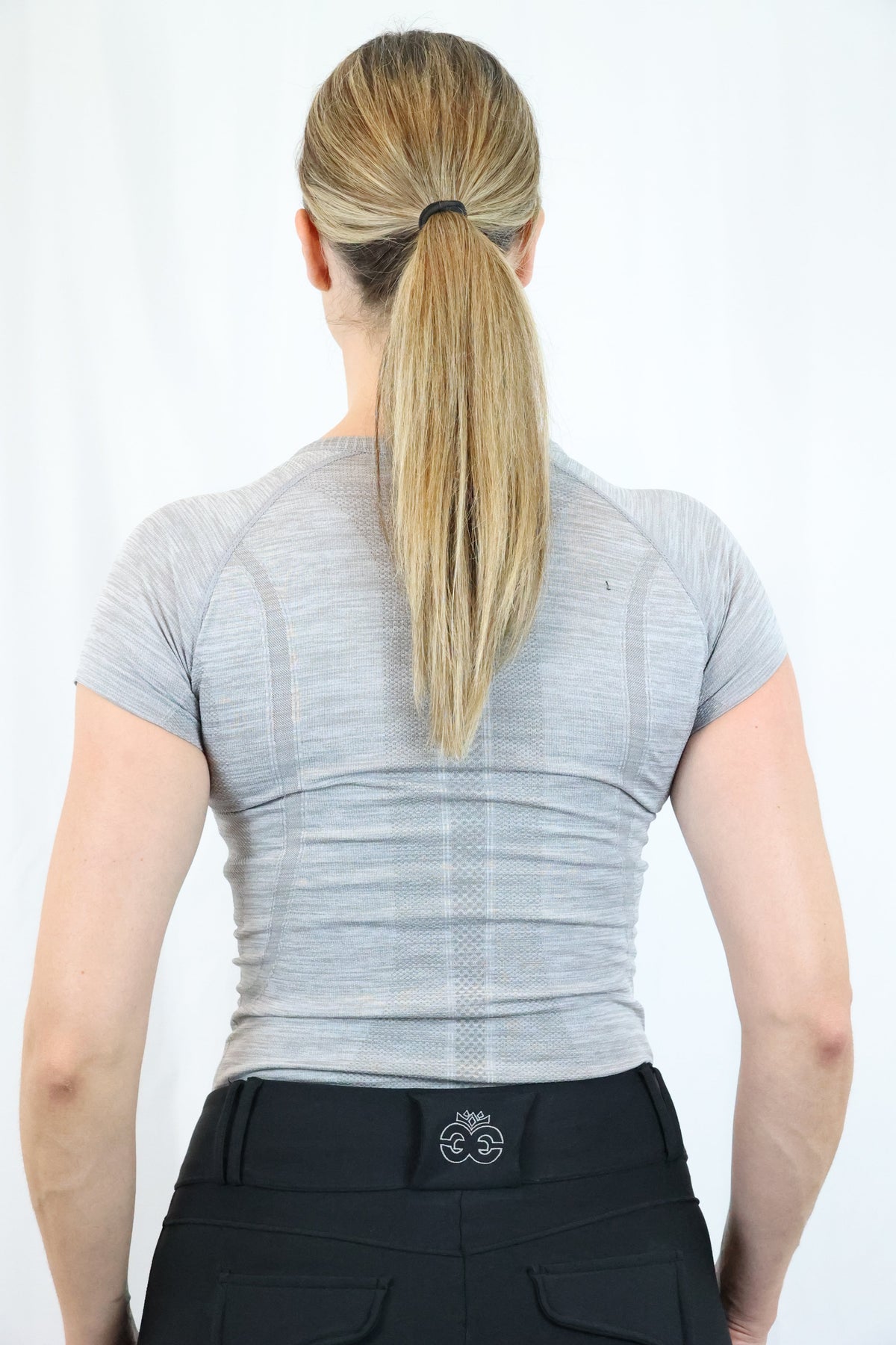 EQUEENE Short Sleeve Seamless Riding Top - Slate Grey