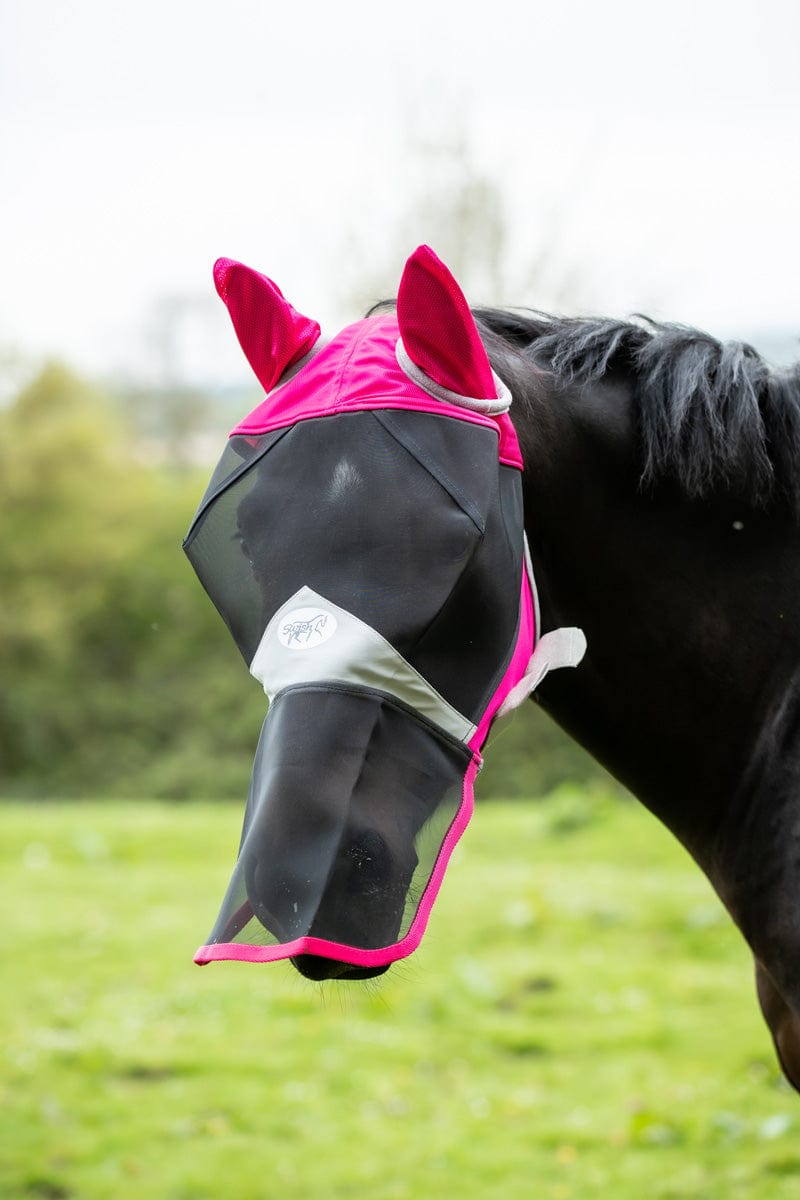 Swish Horse Fly Mask With Nose - Pink