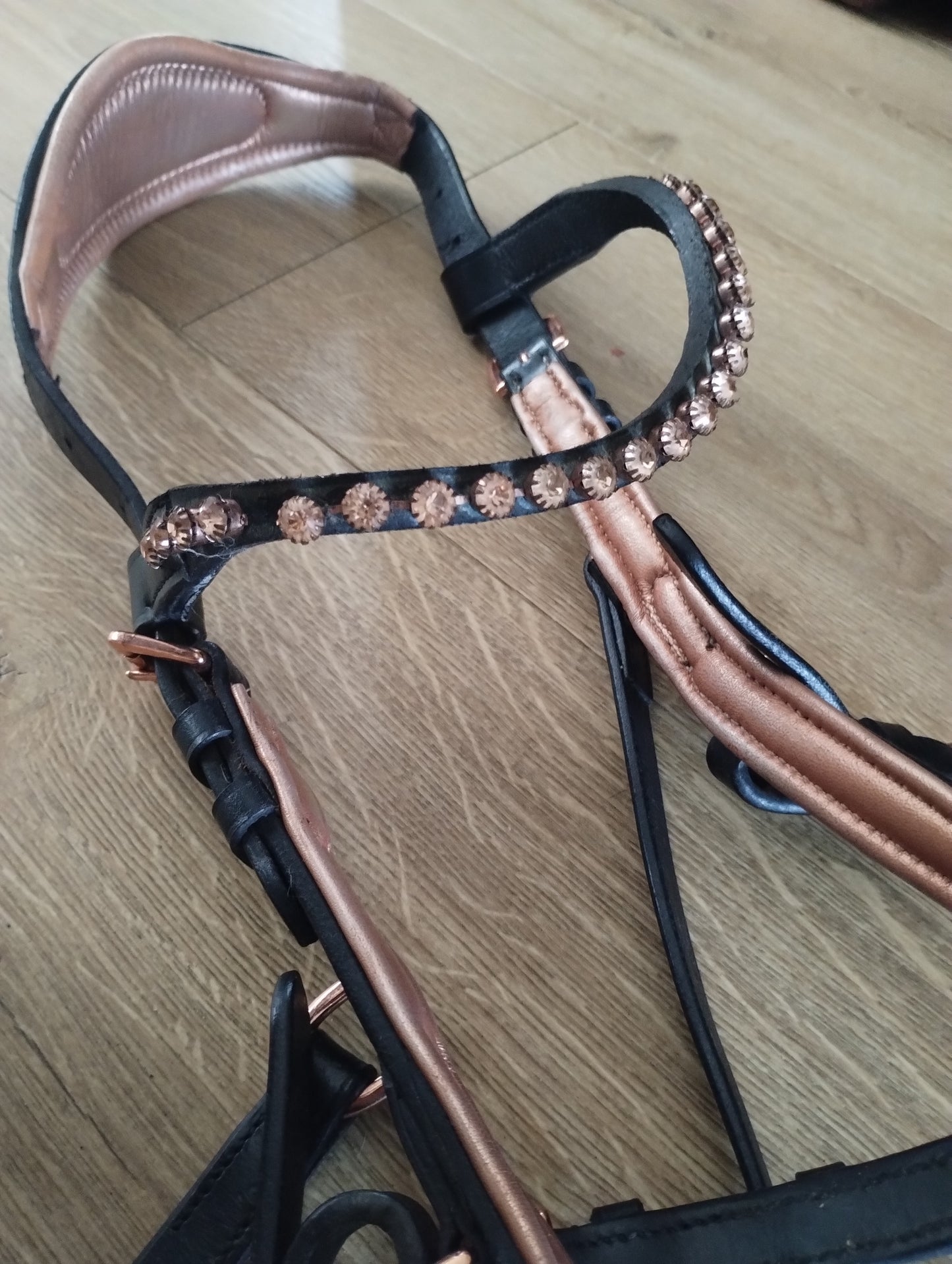 Pony Size Black/ Rose Gold Micklem Bridle