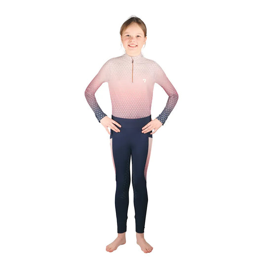 Hy Equestrian Elevate Mizs Ombre Base Layer- Navy/ Rose