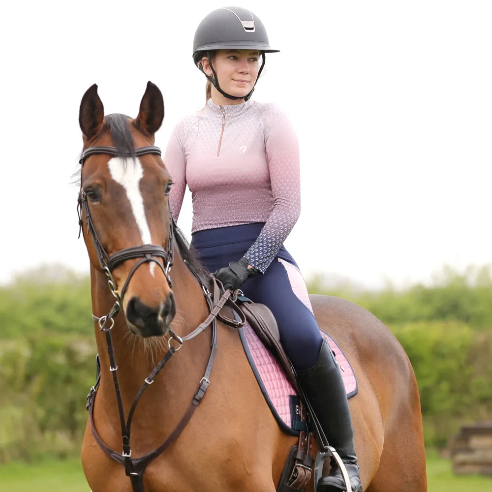 Hy Equestrian Elevate Mizs Ombre Base Layer- Navy/ Rose