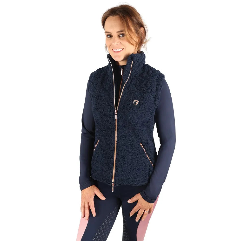 Hy Equestrian Elevate Teddy Fleece Gilet- Navy