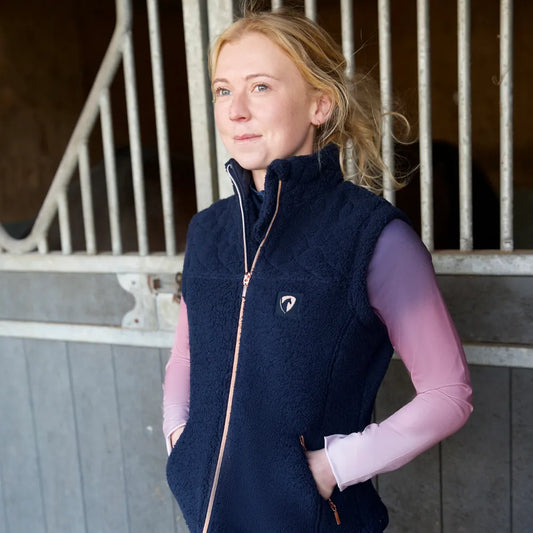 Hy Equestrian Elevate Teddy Fleece Gilet- Navy