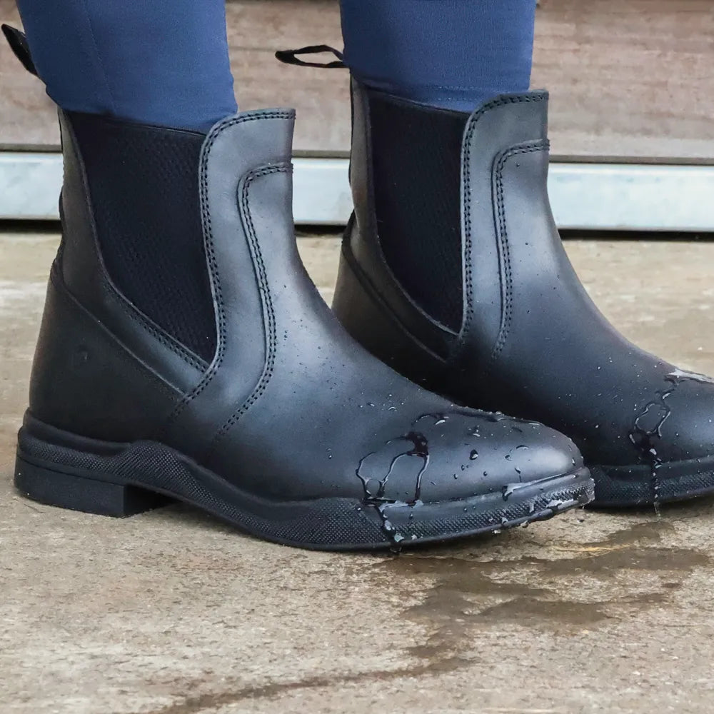 Hy Equestrian Wax Leather Jodhpur Boot- Black/ Brown