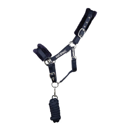 HyConic Faux Fur Head Collar and Lead Rope Set