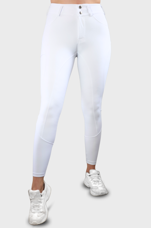 EQUEENE Classic Full Seat Riding Breeches - White