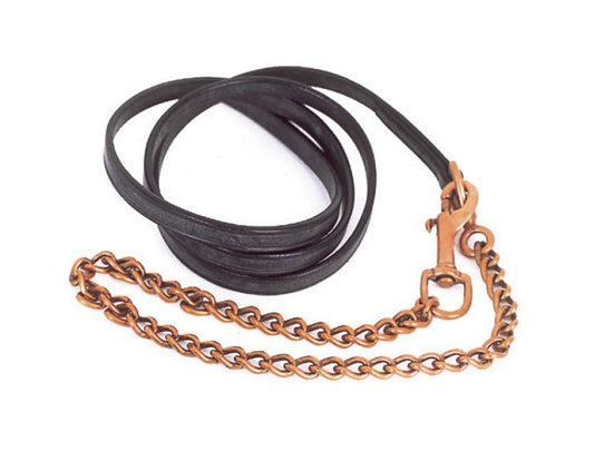 Windsor Equestrian Leather Lead and Chain- Black or Havanna