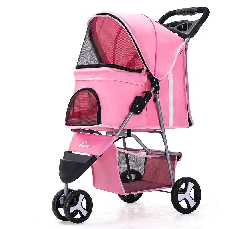 Pet stroller with three wheels