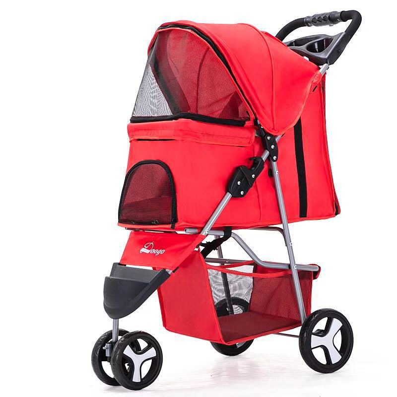 Pet stroller with three wheels