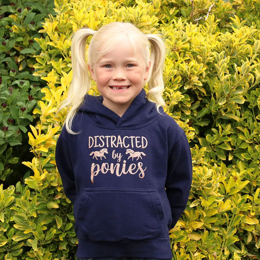 British Country Collection Distracted by Ponies Glitter Hoodie