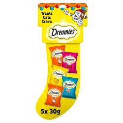 Dreamies Christmas Gift Cat Treat Stocking 5 x 30g