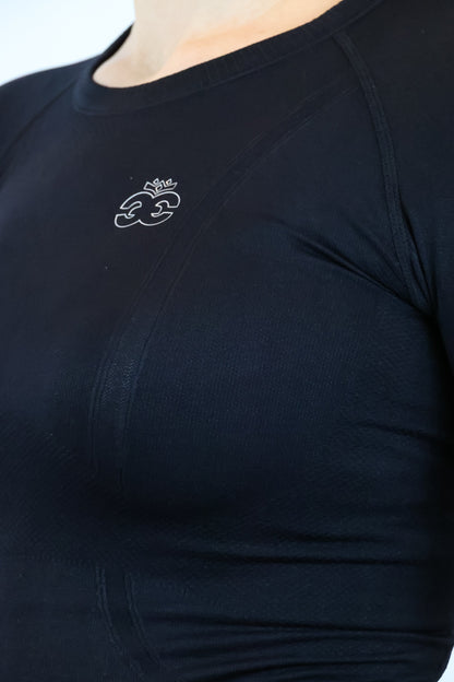 Long Sleeve Seamless Riding Top - Black