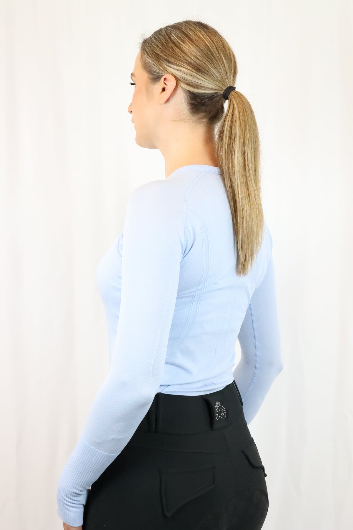 EQUEENE Long Sleeve Seamless Riding Top - Baby Blue