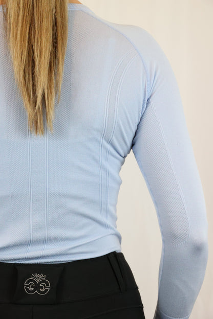 EQUEENE Long Sleeve Seamless Riding Top - Baby Blue