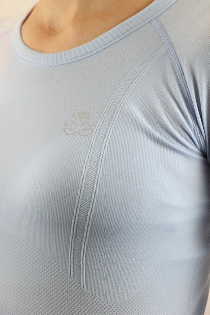EQUEENE Long Sleeve Seamless Riding Top - Baby Blue