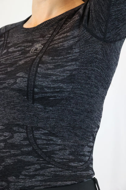 Long Sleeve Seamless Riding Top - Camo Black