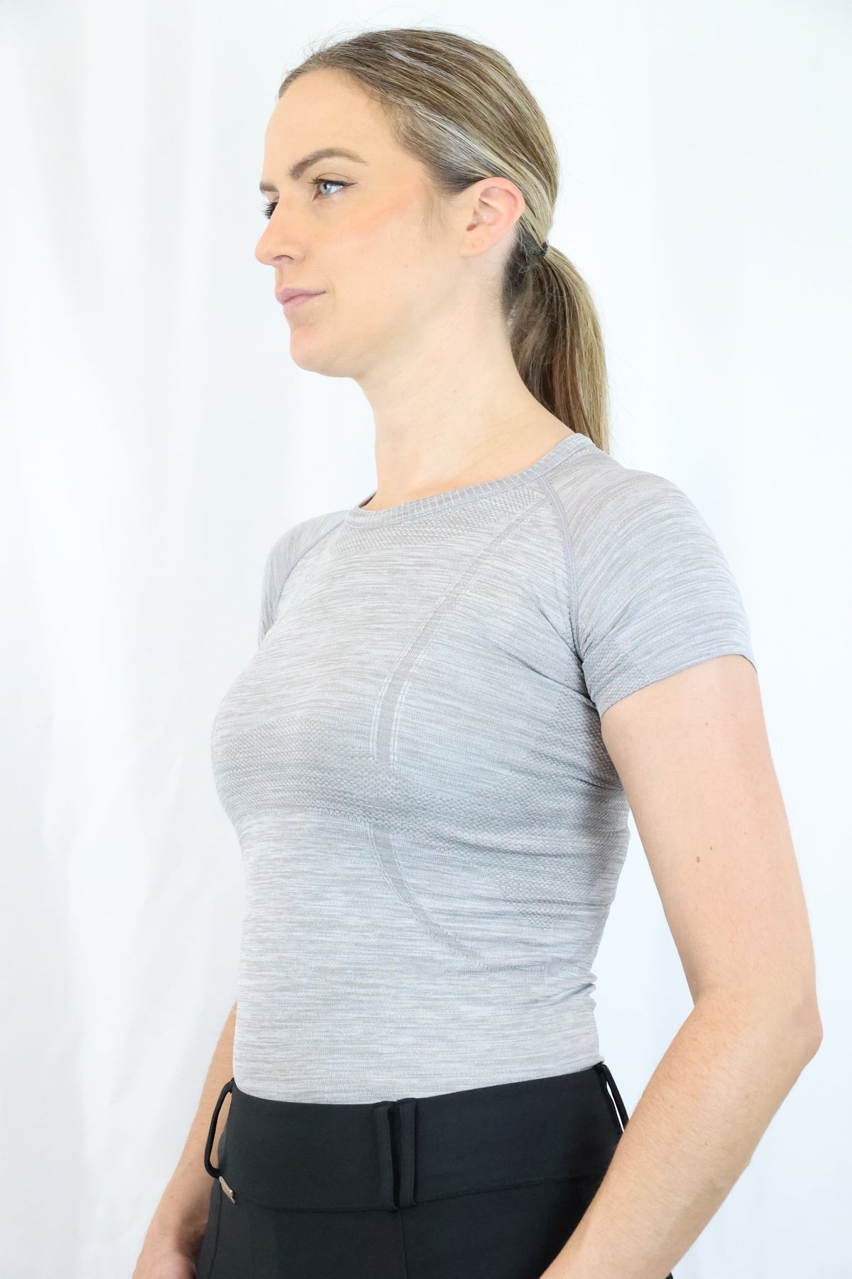EQUEENE Short Sleeve Seamless Riding Top - Slate Grey