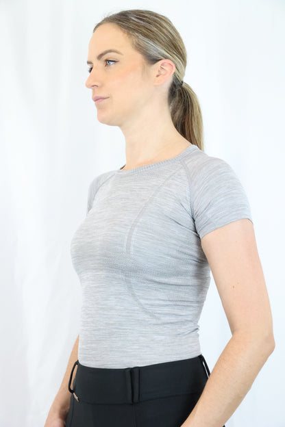 EQUEENE Short Sleeve Seamless Riding Top - Slate Grey