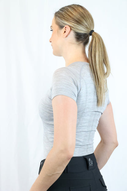 EQUEENE Short Sleeve Seamless Riding Top - Slate Grey