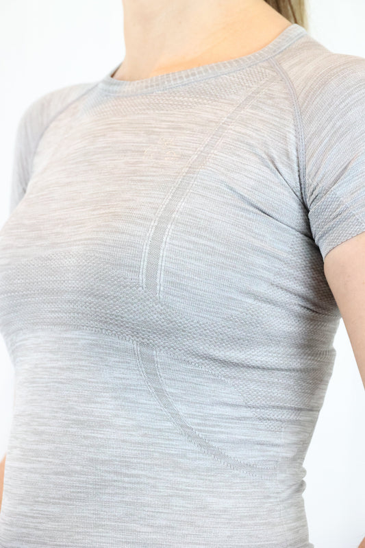 EQUEENE Short Sleeve Seamless Riding Top - Slate Grey