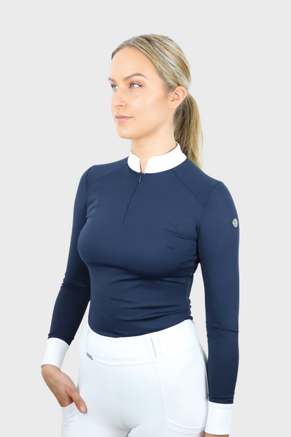 EQUEENE Long Sleeved Show Shirt - Navy