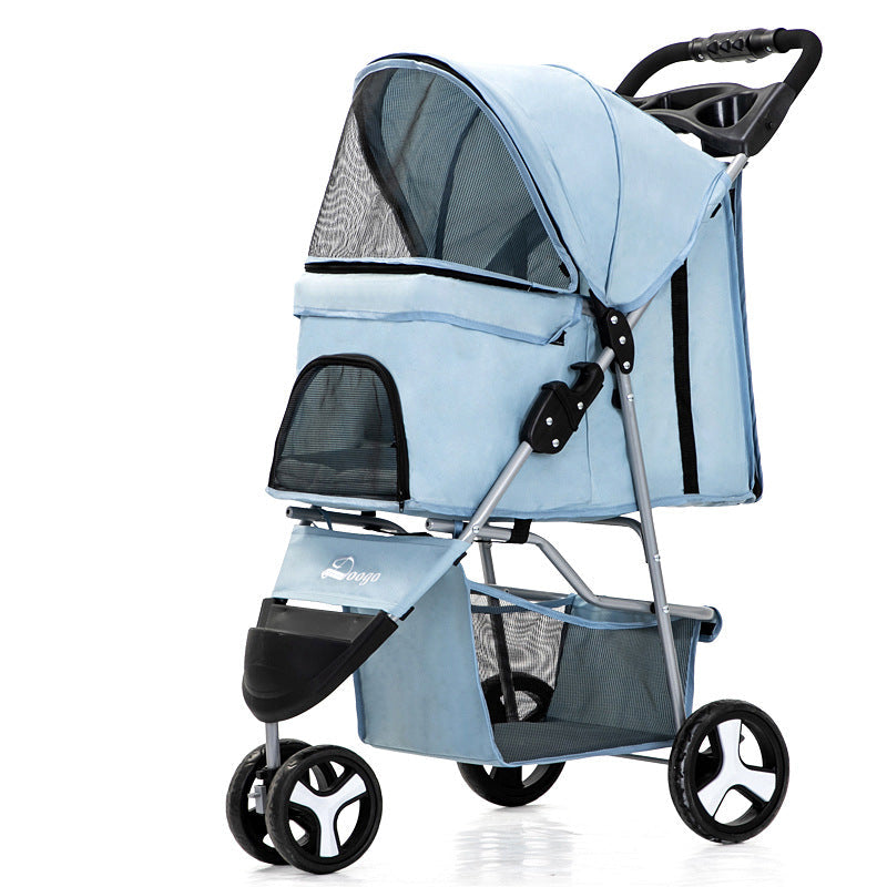 Pet stroller with three wheels
