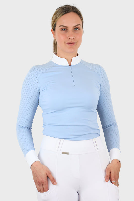 EQUEENE Long Sleeved Show Shirt - Baby Blue