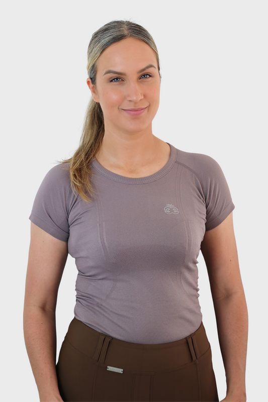 Short Sleeve Seamless Riding Top - Truffle