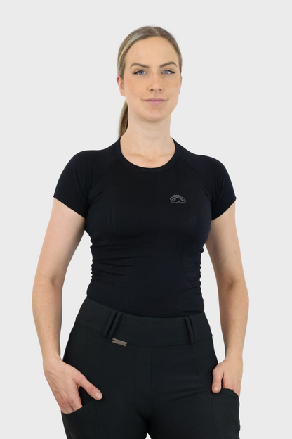 EQUEENE Short Sleeve Seamless Riding Top - Black