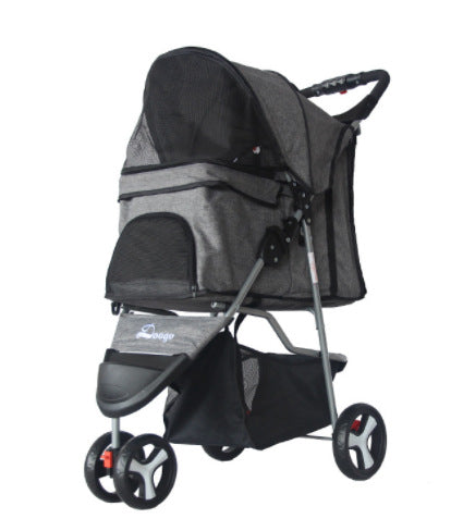 Pet stroller with three wheels