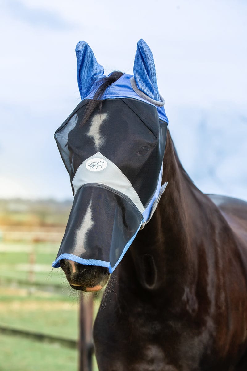 Swish Horse Fly Mask With Nose - Cornflower