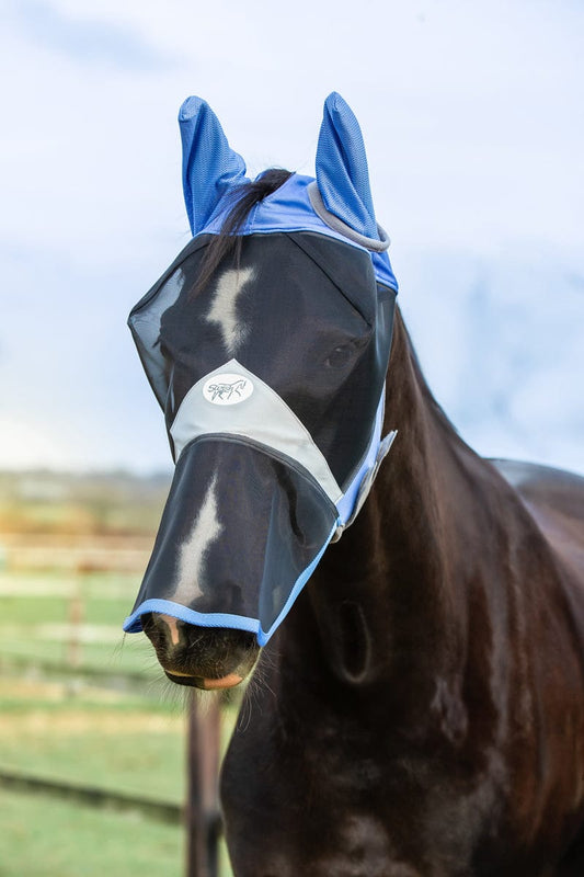 Swish Horse Fly Mask With Nose - Cornflower