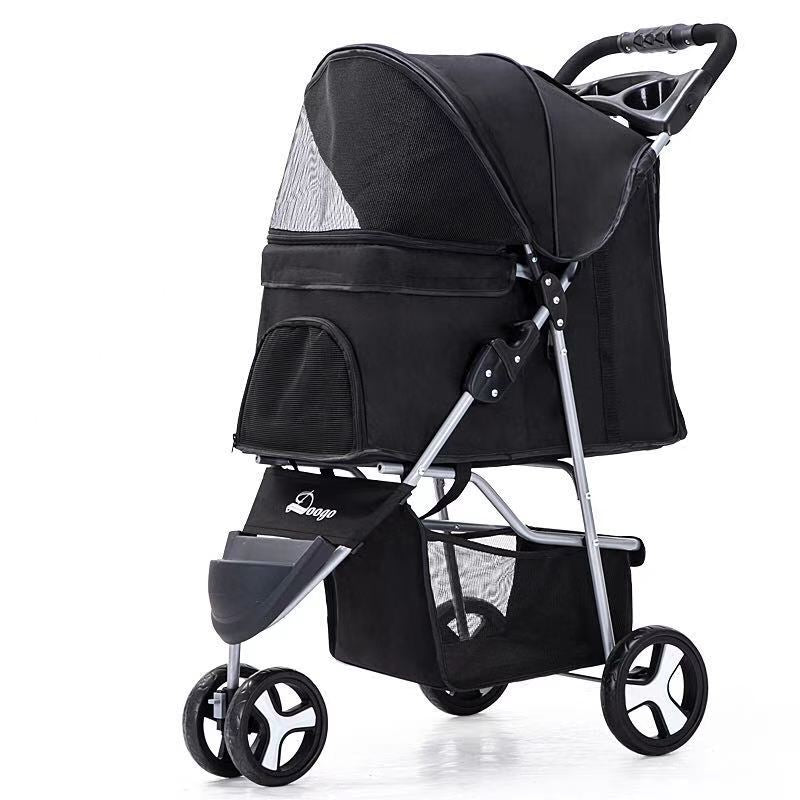 Pet stroller with three wheels