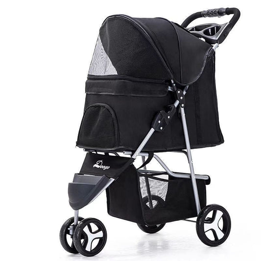 Pet stroller with three wheels