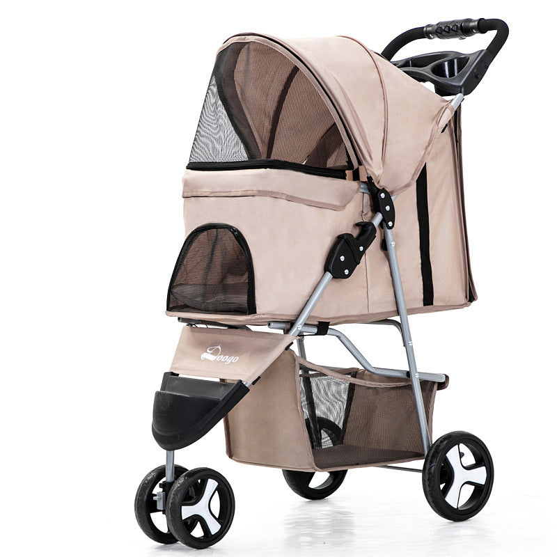 Pet stroller with three wheels