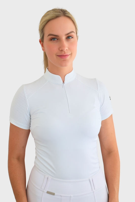 EQUEENE Short Sleeved Show Shirt - White