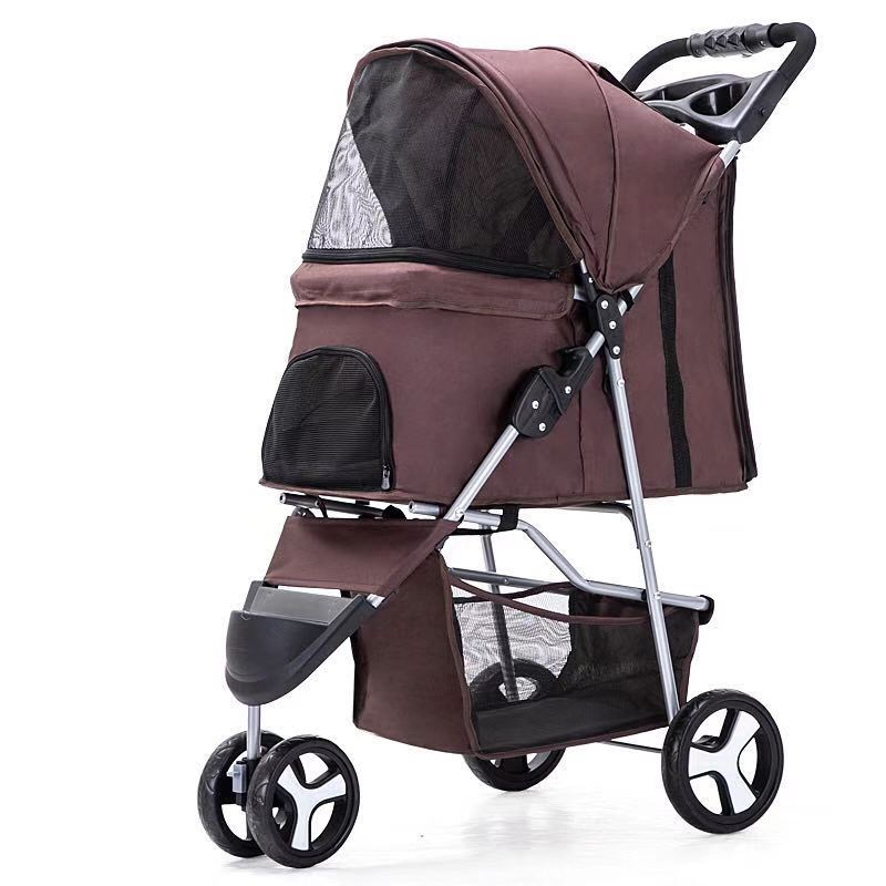 Pet stroller with three wheels