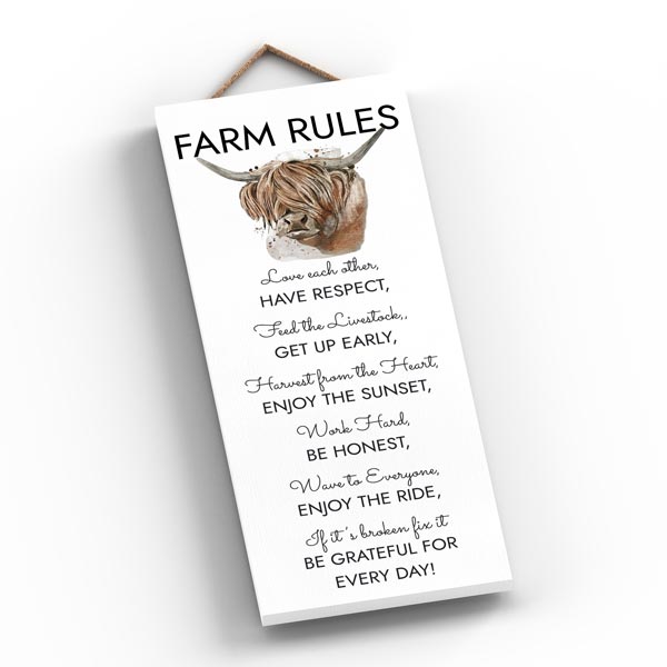 Elico Wooden Plaque- Farm Rules