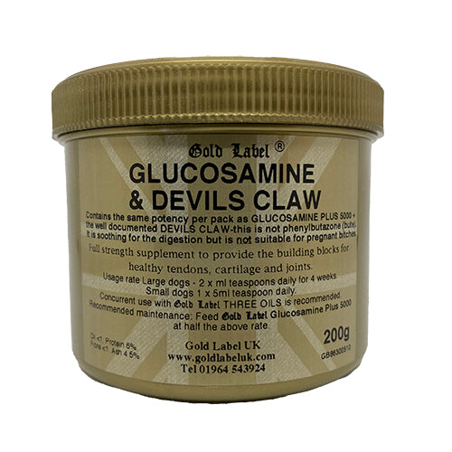 Glucosamine and Devils Claw for dogs 200gm (Gold Label)